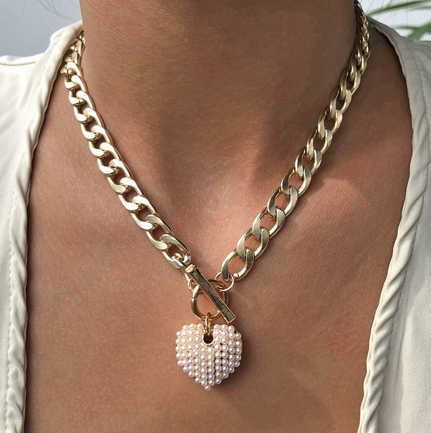 Buy wholesale Women's double heart rhinestone stainless steel necklace  0122577